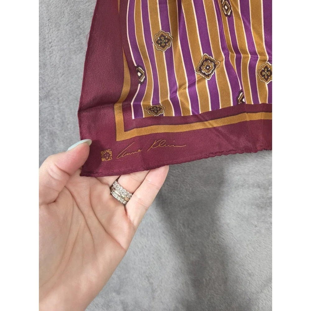Vintage Anne Klein Silk Scarf 1970s 50‎ in Rectangle Mod MCM Retro